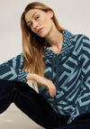 Cecil Drawstring Collar Graphic Print Sweatshirt, Strong Petrol Blue
