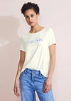 Street One Sequin Text Print T-Shirt, Off-White
