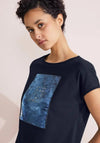Street One Printed Patch T-Shirt, Deep Blue