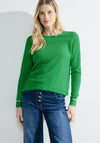 Cecil Contrast Trim Structure Knit Sweater, Celery Green