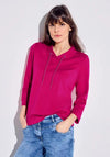 Cecil Drawstring V-Neck Sweatshirt, Pink Sorbet