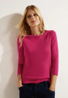 Cecil Three Quarter Length Sleeve T-Shirt, Cosy Coral