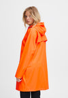 Ichi Tazi Drawstring Hood Long Raincoat, Persimmon Orange