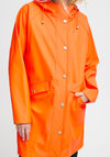 Ichi Tazi Drawstring Hood Long Raincoat, Persimmon Orange