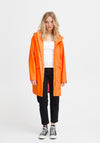 Ichi Tazi Drawstring Hood Long Raincoat, Persimmon Orange