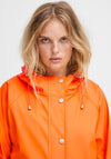 Ichi Tazi Drawstring Hood Long Raincoat, Persimmon Orange