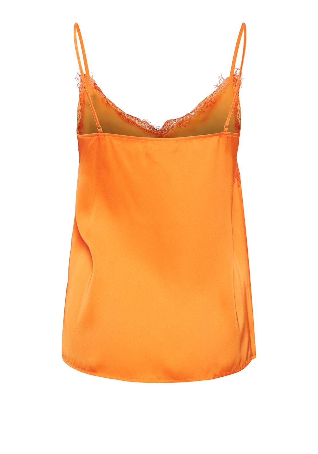 Ichi Lace Trim Neck Cami, Persimmon Orange