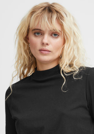 Ichi Rania Crew Neck Basic T-Shirt, Black