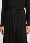 Ichi Main Belted Waist Mini Shirt Dress, Black
