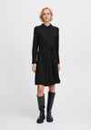 Ichi Main Belted Waist Mini Shirt Dress, Black