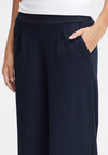 Ichi Kate Sus Wide Leg Casual Trousers, Total Eclipse