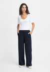 Ichi Kate Sus Wide Leg Casual Trousers, Total Eclipse