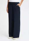 Ichi Kate Sus Wide Leg Casual Trousers, Total Eclipse