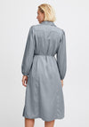Ichi Donna Midi Shirt Dress, Grey Blue