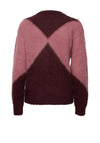 Ichi Blossie Colour Block Knitted Cardigan, Port Royale