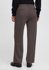 ICHI Houndstooth Straight Trousers, Black & Burgundy