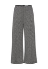 Ichi Kate Metallic Check Wide Leg Crop Trouser, Black