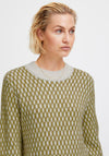 Ichi Kamara Knit Mini Jumper Dress, Green Moss