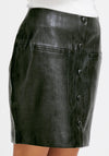 Ichi Leani Faux Leather Buttoned Mini Skirt, Black