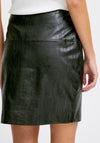 Ichi Leani Faux Leather Buttoned Mini Skirt, Black
