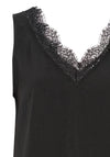 Ichi Katina Lace Trim Cami Top, Black
