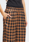 Ichi Leonie Houndstooth Satin Feel Wide Leg Trouser, Brown