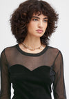 Ichi Lavanny Mixed Media Top, Black