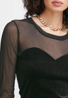 Ichi Lavanny Mixed Media Top, Black