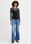 Ichi Lavanny Mixed Media Top, Black
