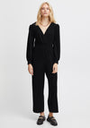 Ichi Nelly Straight Leg Shimmery Crepe Jumpsuit, Black