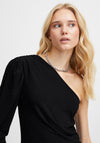 Ichi Zenty One Sleeve Side Slit Maxi Dress, Black