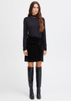 Ichi Lavanny Velour Ruched Mini Skirt, Black