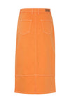 Ichi Cenny Contrast Stitched Midi Denim Skirt, Persimmon Orange