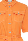 Ichi Cenny Denim Midi Shirt Dress, Persimmon Orange