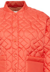 Ichi Efoni Drawstring Quilted Jacket, Hot Coral