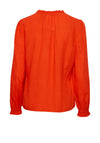 Ichi Sonja V-Neck Frill Blouse, Orange