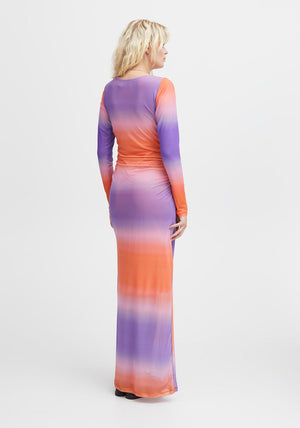 Ichi Ista Multi Fading Super Maxi Dress, Purple & Orange