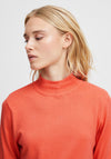 Ichi Mafa Short Sleeve Sweater, Hot Coral