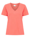 Ichi Palmer V-Neck T-Shirt, Hot Coral