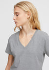 Ichi Palmer V-Neck T-Shirt, Grey Melange