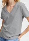 Ichi Palmer V-Neck T-Shirt, Grey Melange