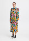 Ichi Ganava Vibrant Floral Midi Shirt Dress, Multi