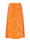 Ichi Jernie Animal Print Midi Skirt, Persimmon Orange