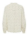 Ichi HQWN Heart Print Frill Neck Blouse, Birch