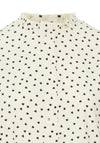 Ichi HQWN Heart Print Frill Neck Blouse, Birch