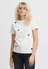 Ichi Camino Embroidered Heart T-Shirt, Total Eclipse