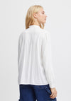 Ichi Gemano Frill Trim Blouse, Cloud Dancer