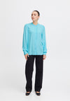 Ichi Gemano Frill Trim Blouse, Blue Grotto
