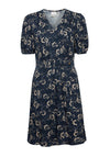 Ichi Nasreen Floral Mini Wrap Dress, Total Eclipse