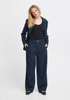 Ichi Lexi Turn Up Wide Leg Trouser, Total Eclipse
